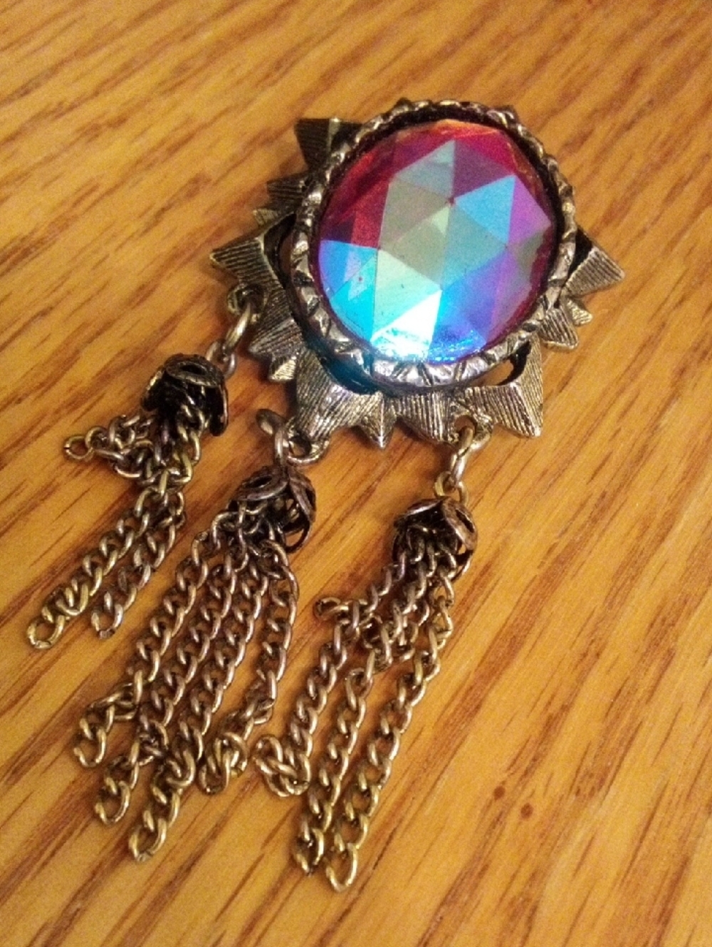 Iridescent Purple Blue Statement Pendant Necklace - Women Jewelry - Picture 2 of 4